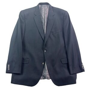 Jack Victor 48L Black 100% Cashmere Blazer Jacket Sport Suit Coat Italian Fabric